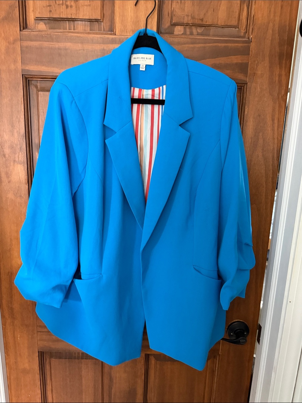 Skies Are Blue Bright Turquoise Open-Front Blazer